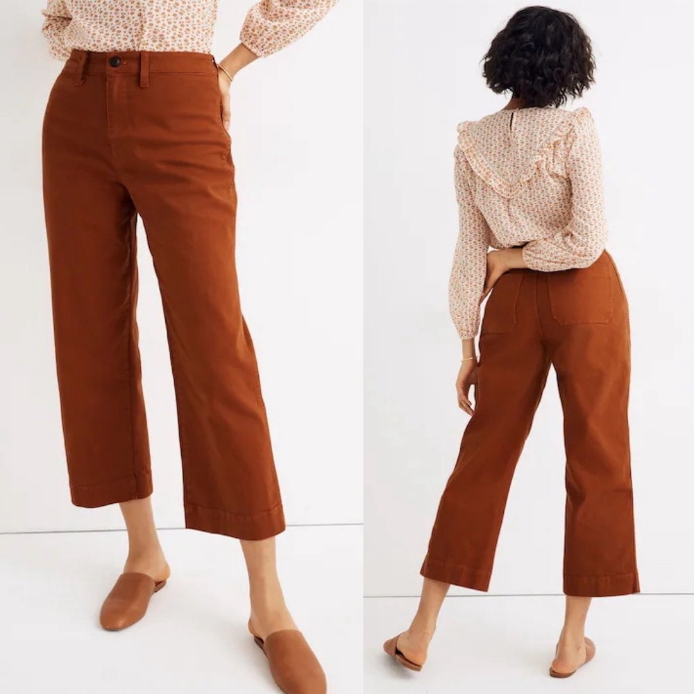 Madewell Curvy‎ Slim Emmett Wide Leg Crop Pants in Warm Nutmeg Size 25